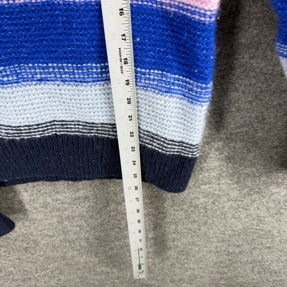 Old Navy Sweater Pullover Women M Medium White Striped Knit Wool Long Sleeve - Picture 7 of 8